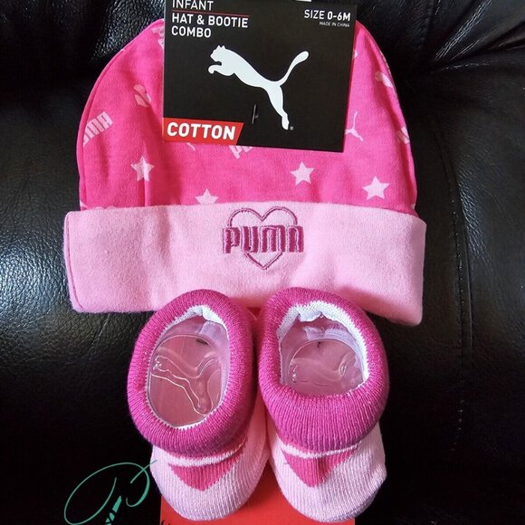 Puma Other - NWT Puma Heartbreaker Pink beanie/ bootie Set 0-6months